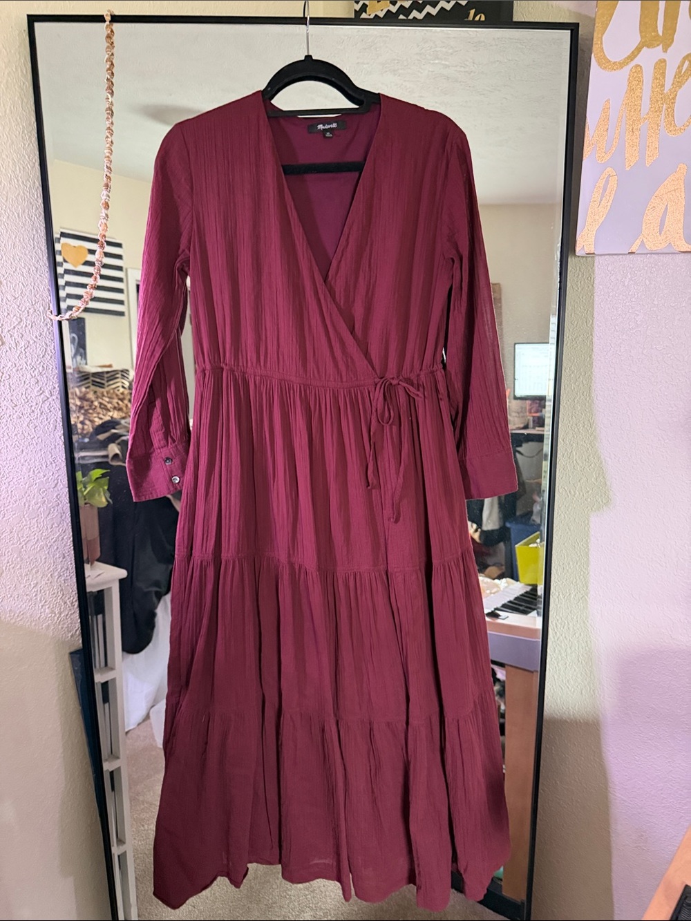 Madewell Burgundy Tiered Maxi Dress